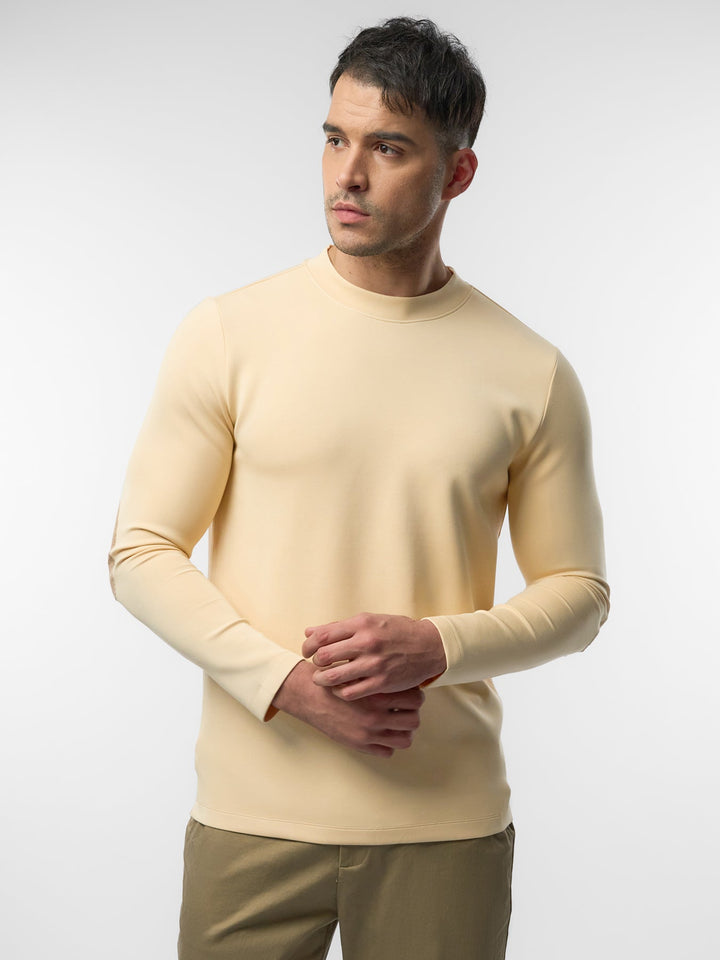Modal Blend Elbow Patch Long Sleeve Tee:Slim Fit