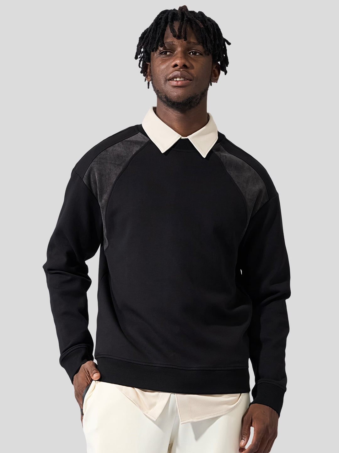 Cozyspacer Suedepatch Sweatshirt And Wide Leg Pants Set