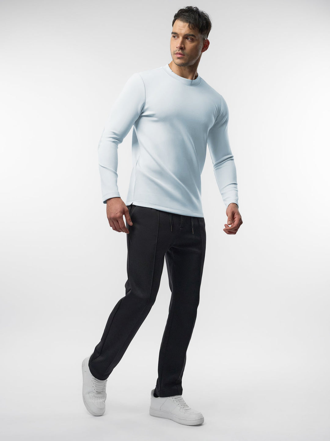 Modal Blend Elbow Patch Long Sleeve Tee:Slim Fit