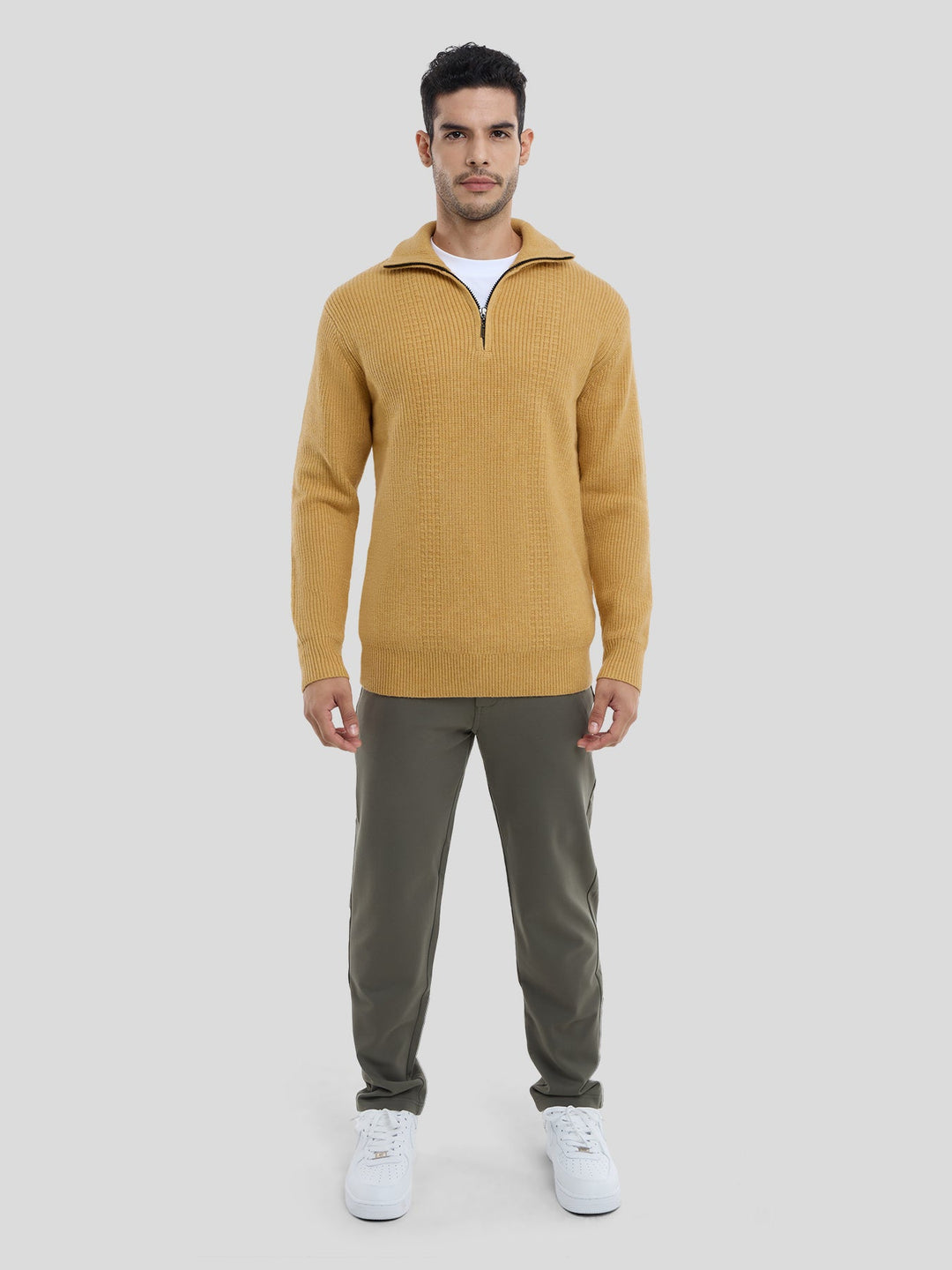GentleKnit Half-Zip High Collar Sweater