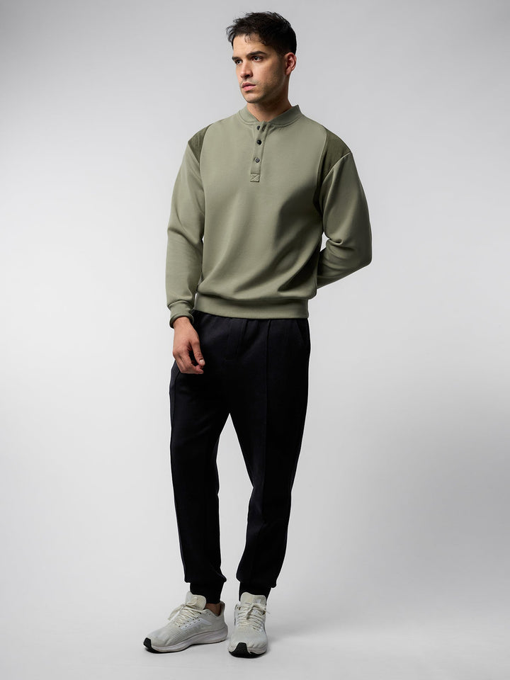 CozySpacer SuedePatch Button Sweatshirt