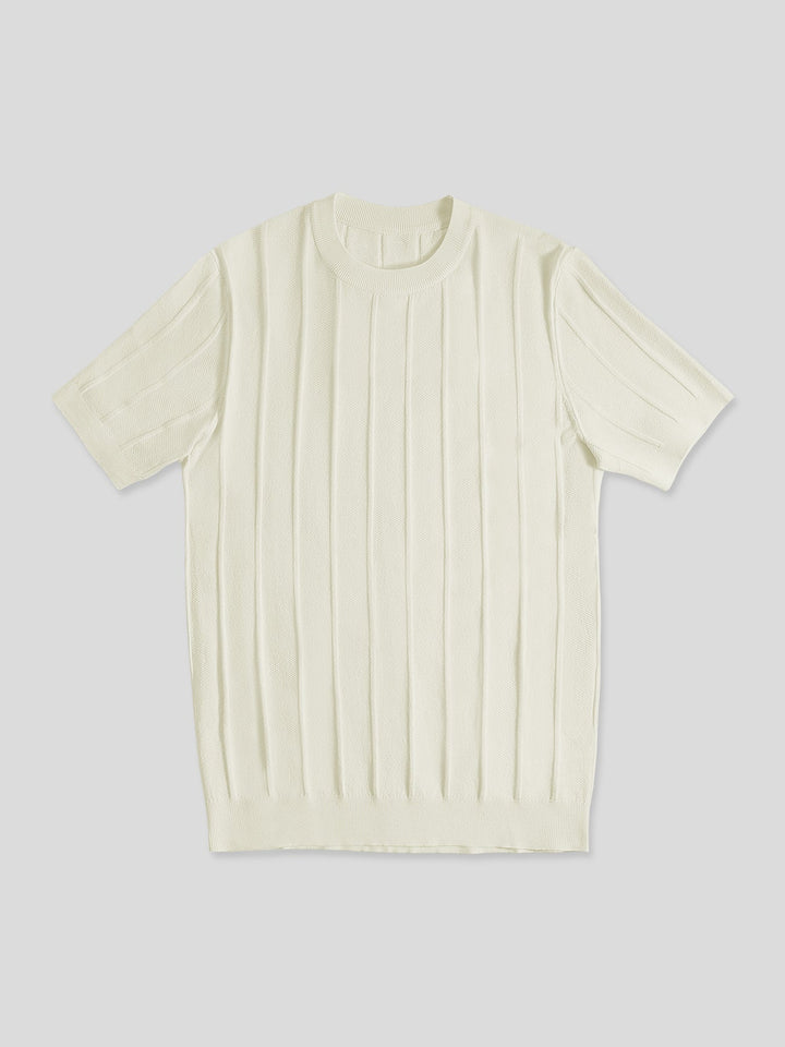 GentleKnit Breathable Striped Short Sleeve Knitted T-Shirt