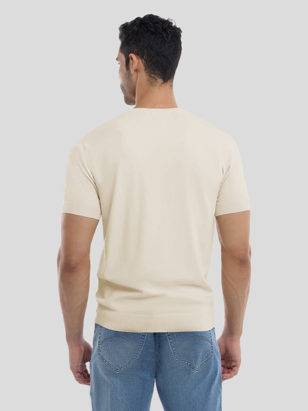 GentleKnit Short Sleeve V-neck Knitted T-Shirt