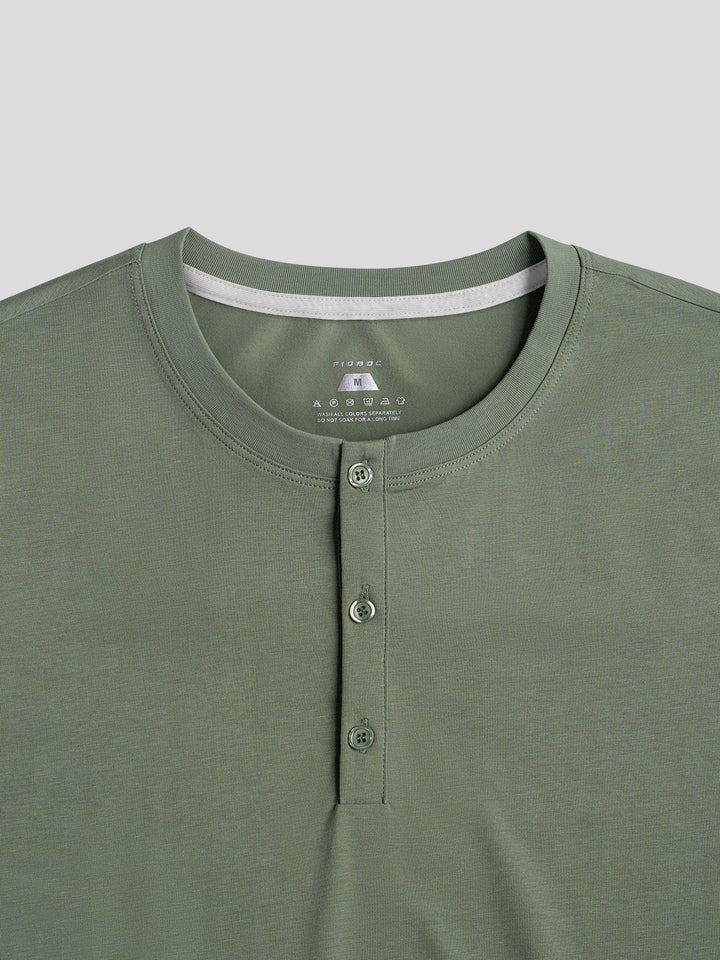StaySmooth Long Sleeve Henley Drop-Cut Tee