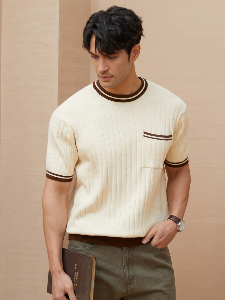GentleKnit Vintage Style Short Sleeve Knitted T-Shirt