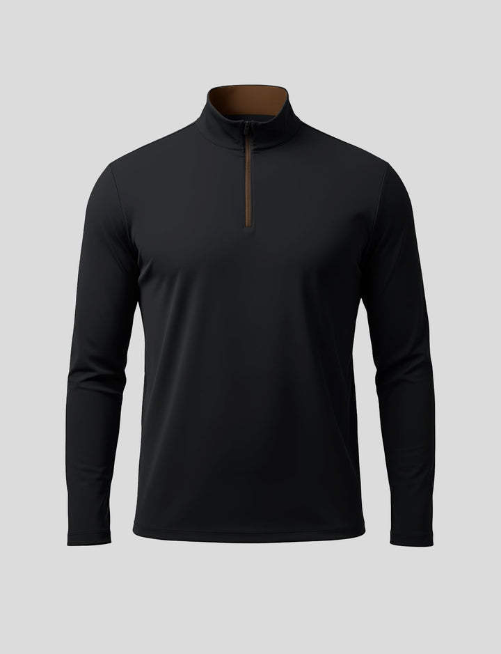 SmoothBlend Slim Fit Half Zip Mock Neck Tee: Zip Contrast Color