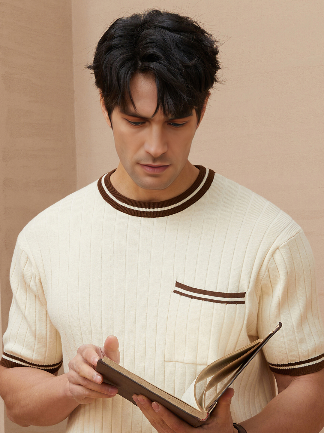 GentleKnit Vintage Style Short Sleeve Knitted T-Shirt
