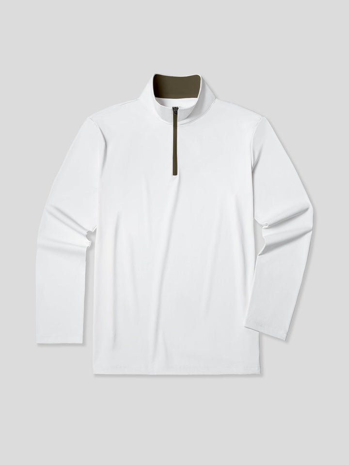 SmoothBlend Slim Fit Half Zip Mock Neck Tee: Zip Contrast Color