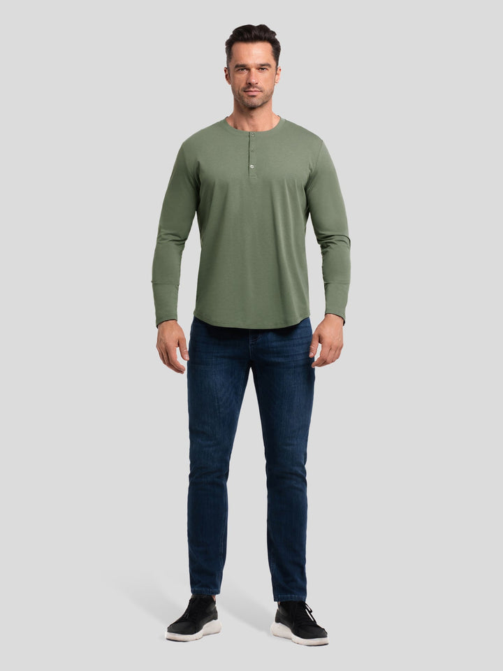 StaySmooth Long Sleeve Henley Drop-Cut Tee
