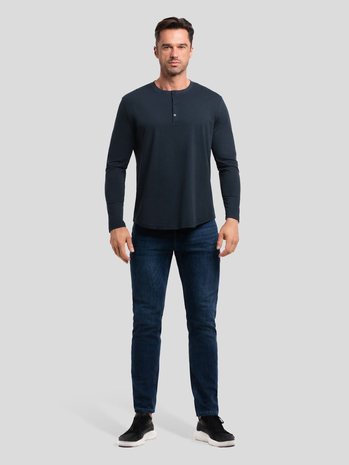 StaySmooth Long Sleeve Henley Drop-Cut Tee