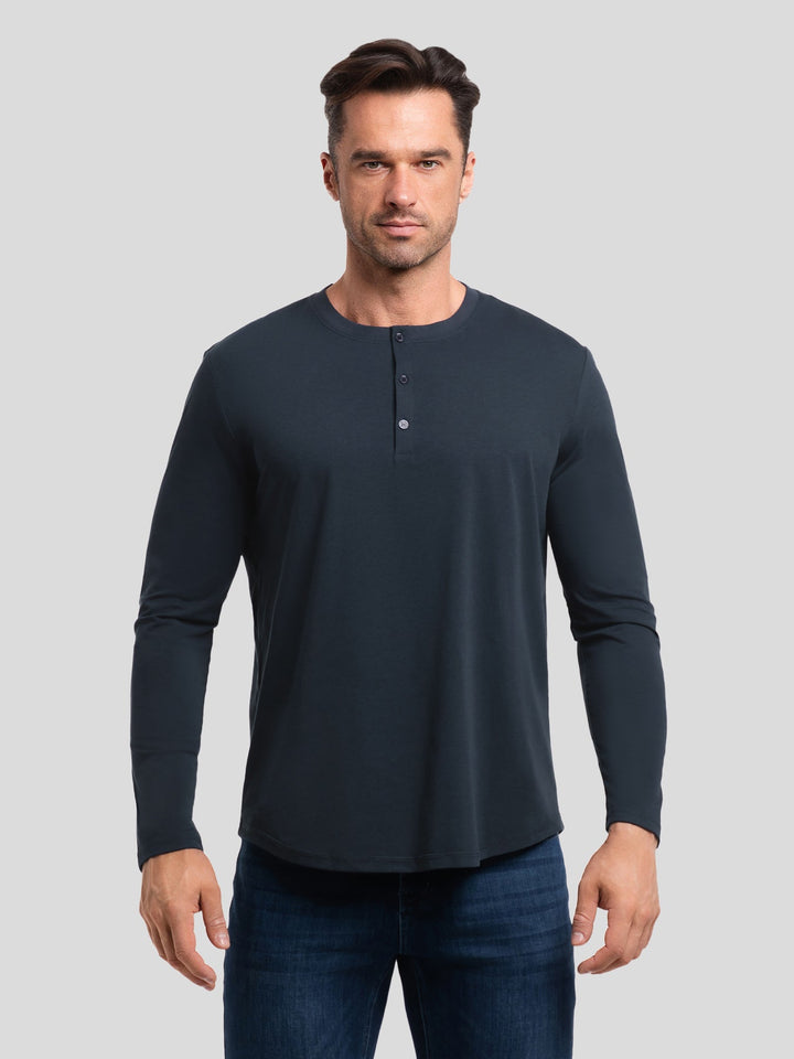 StaySmooth Long Sleeve Henley Drop-Cut Tee
