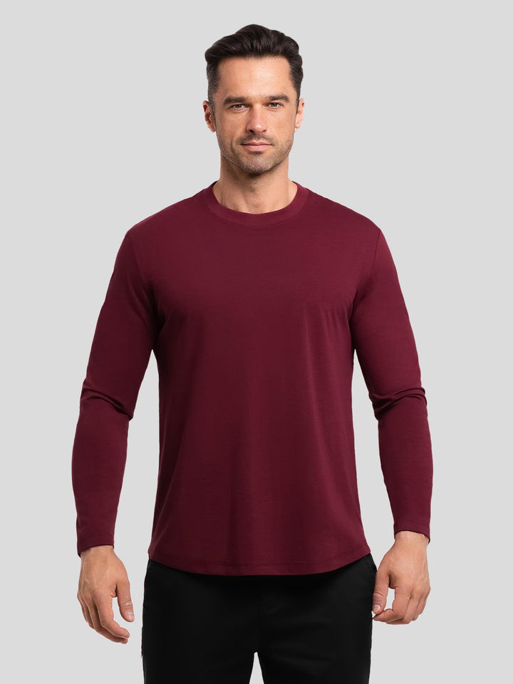 StaySmooth Long Sleeve Curve Hem Tee: Slim Fit