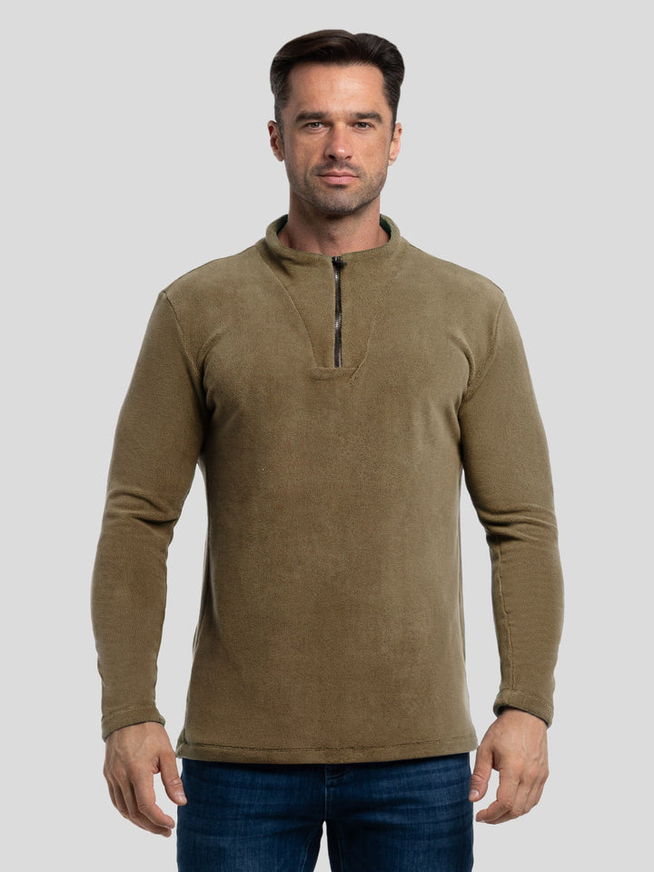 LuxeCozy Fleece Half Zip Mock Neck Sweatshirt