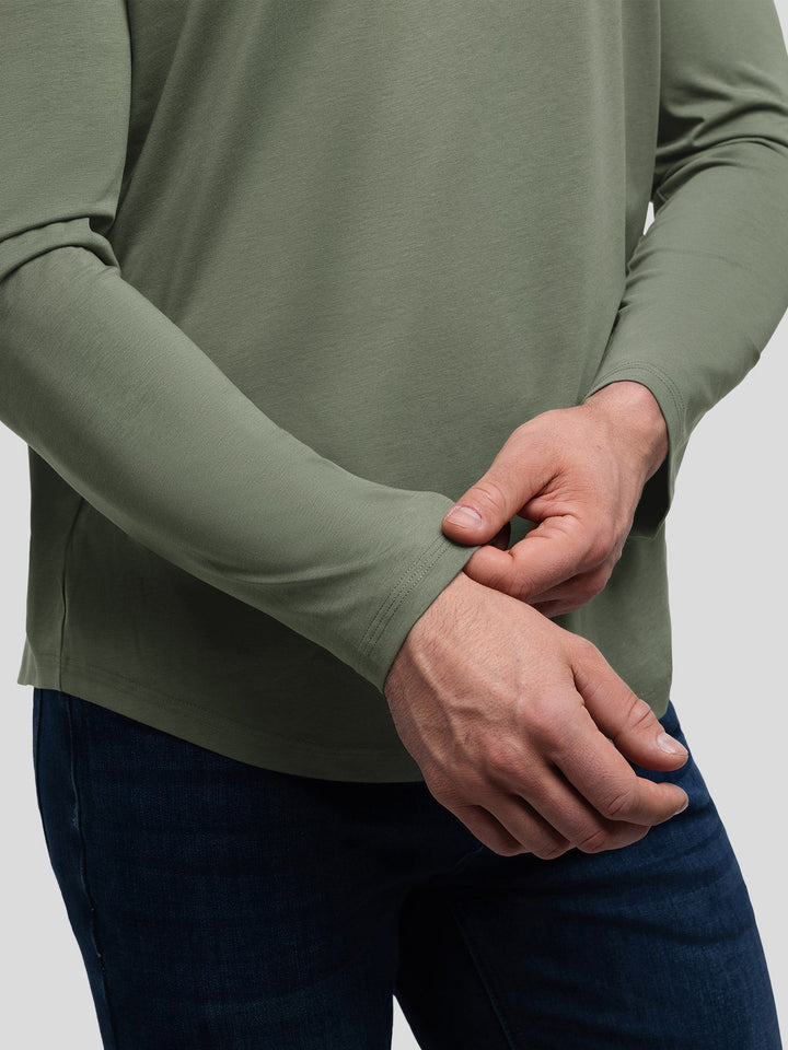 StaySmooth Long Sleeve Henley Drop-Cut Tee