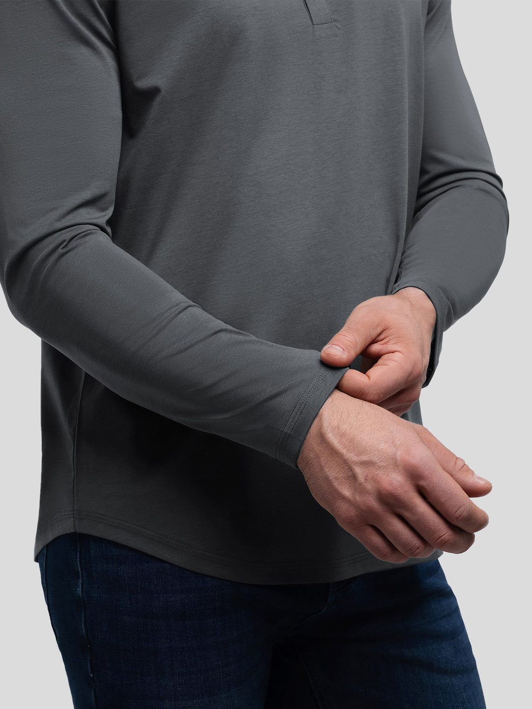StaySmooth Long Sleeve Henley Drop-Cut Tee