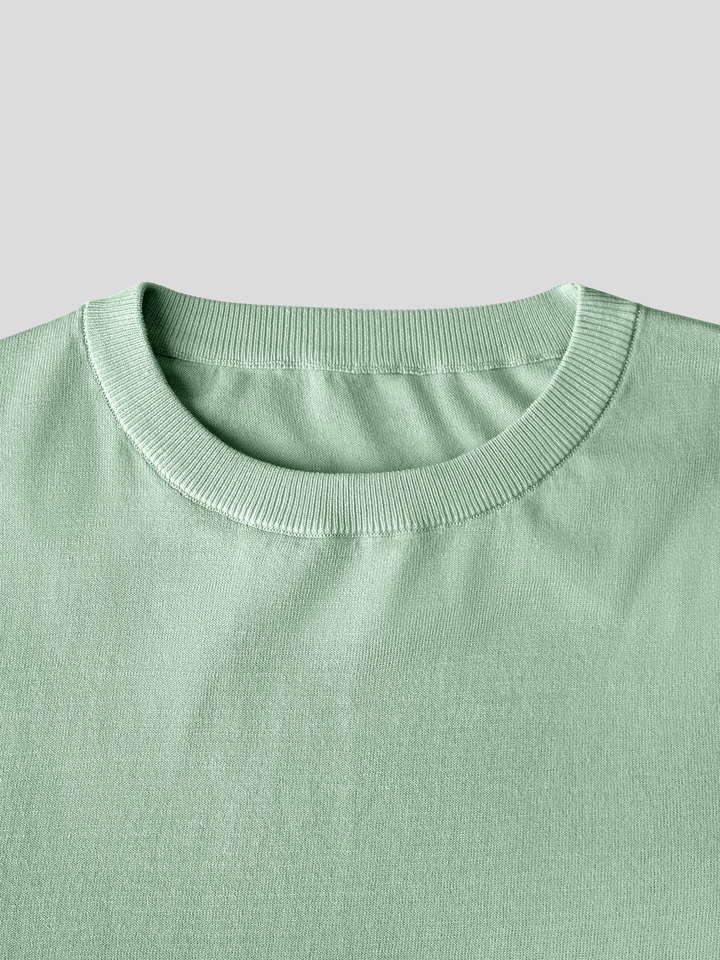 CoolKnit Color Blocked Cuffs Short Sleeve Knitted T-Shirt