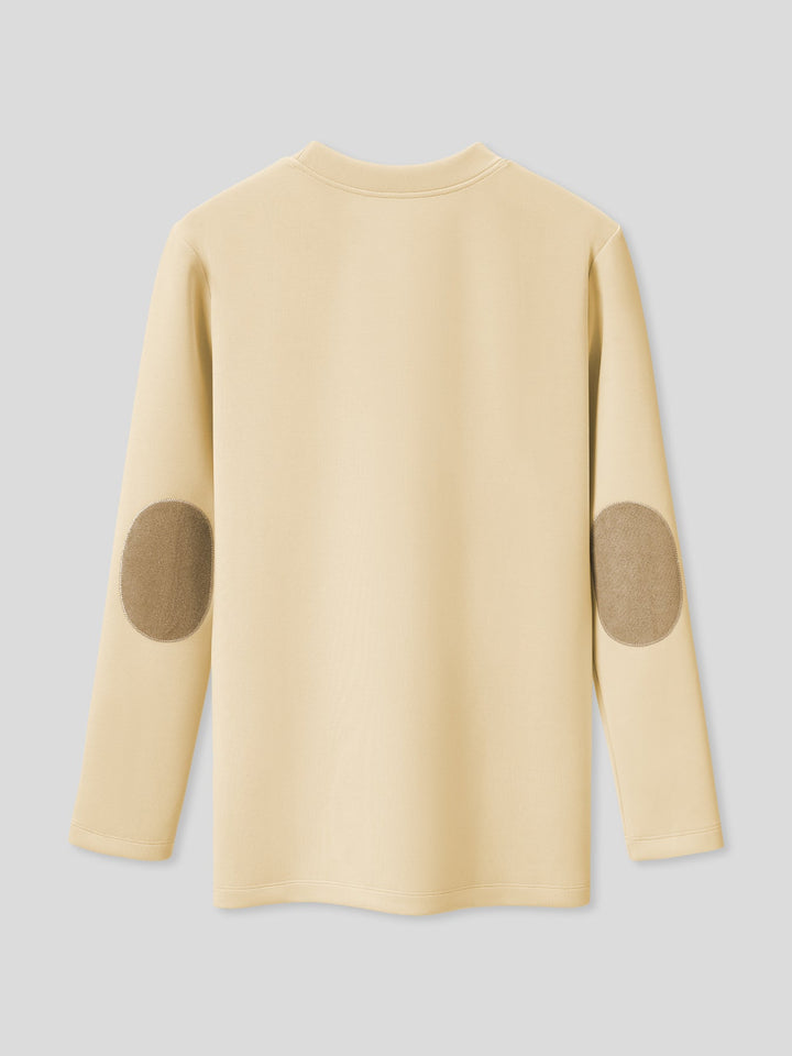 Modal Blend Elbow Patch Long Sleeve Tee:Slim Fit