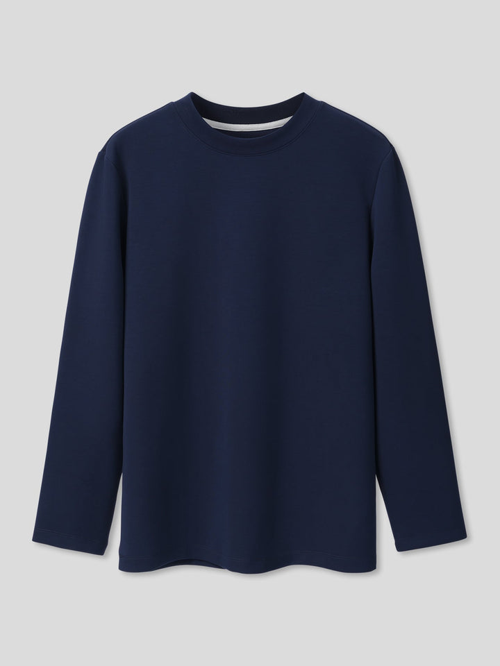 Modal Blend Elbow Patch Long Sleeve Tee:Classic Fit