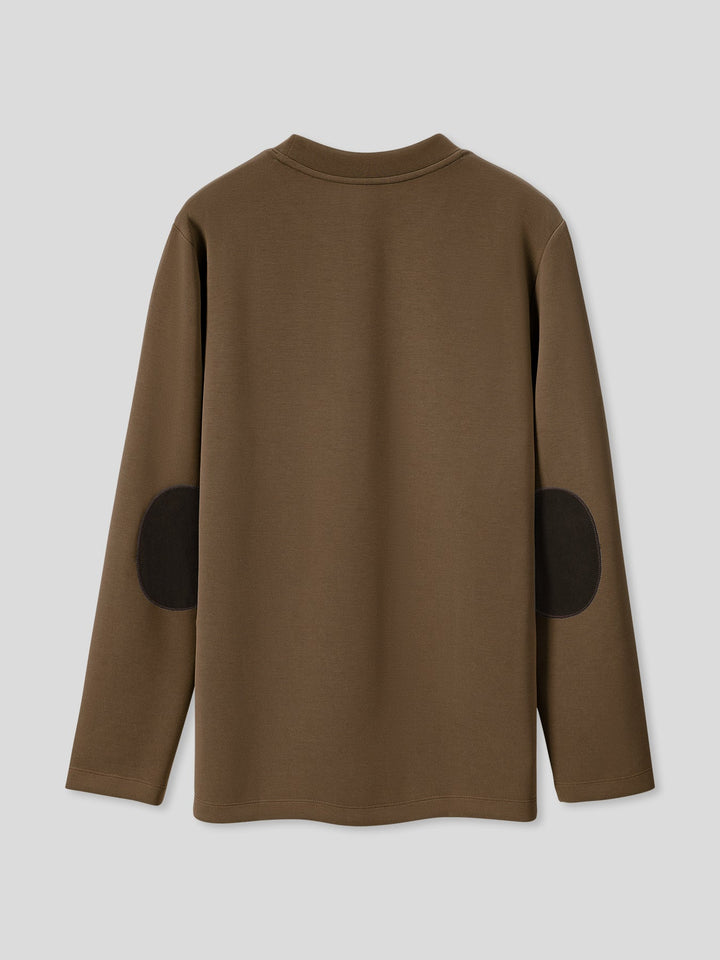 Modal Blend Elbow Patch Long Sleeve Tee:Slim Fit