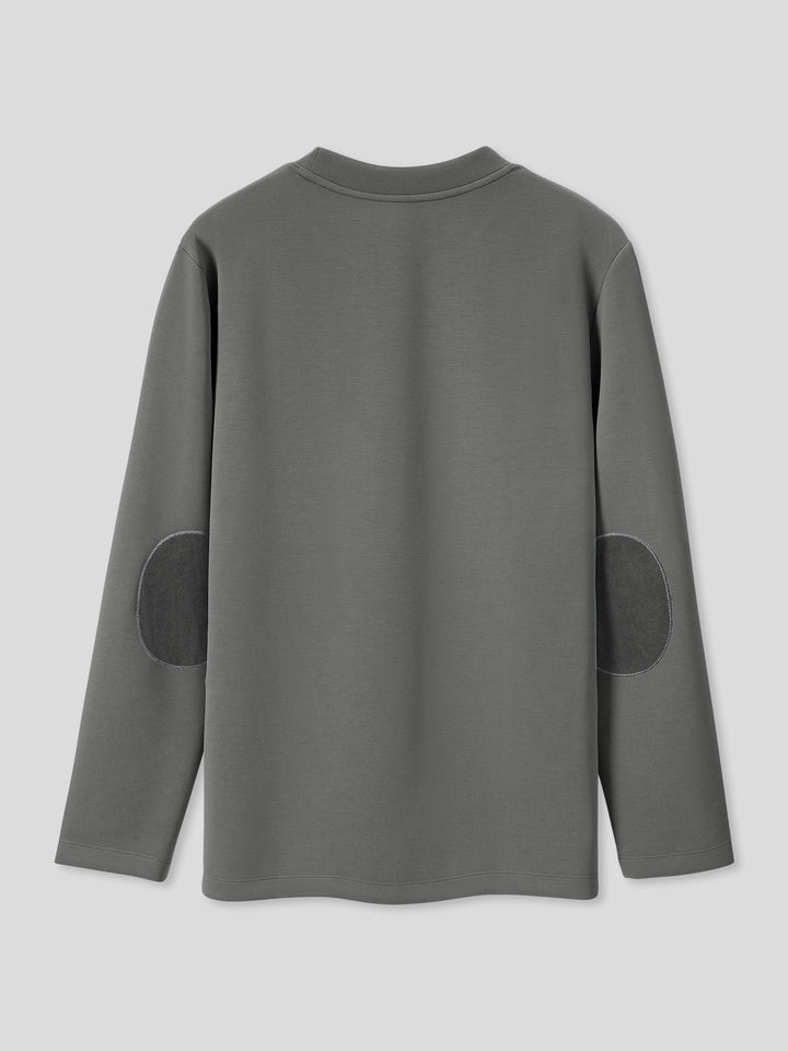 Modal Blend Elbow Patch Long Sleeve Tee:Classic Fit