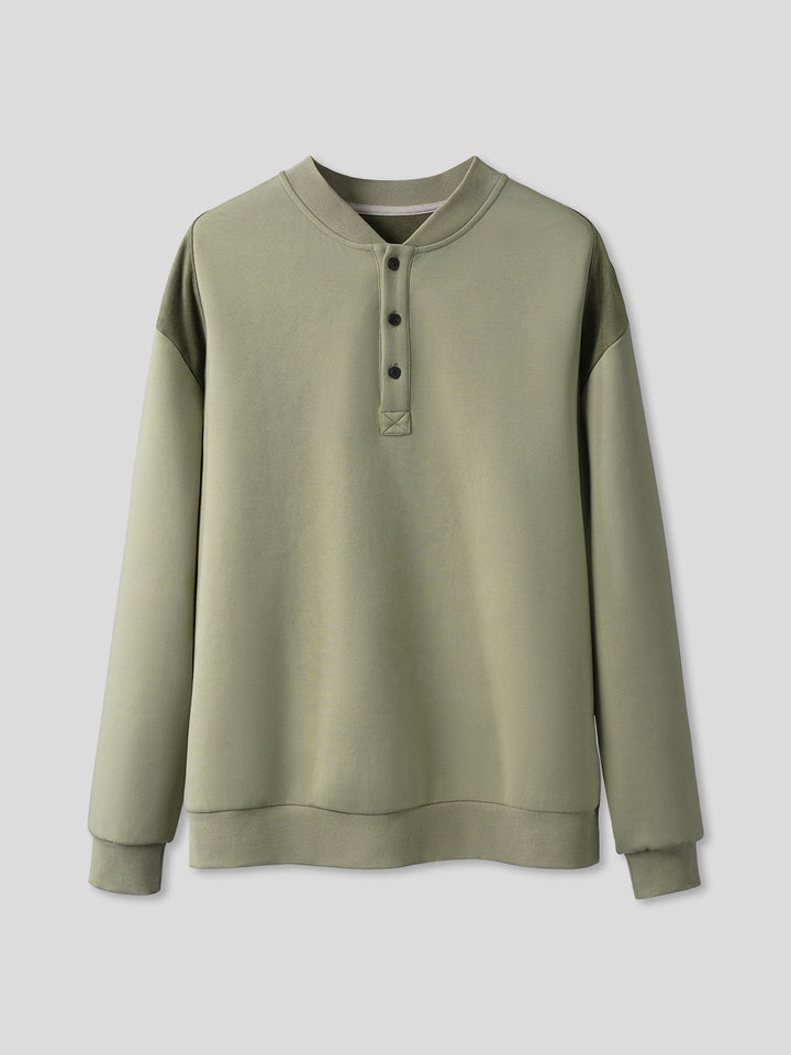 CozySpacer SuedePatch Button Sweatshirt
