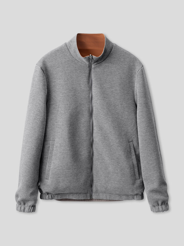 Reversible Windproof Half High Collar Zip Jacket