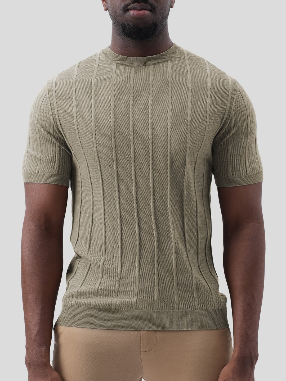 GentleKnit Breathable Striped Short Sleeve Knitted T-Shirt