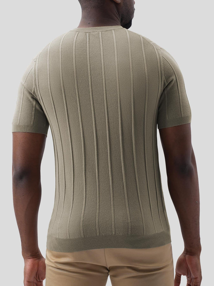 GentleKnit Breathable Striped Short Sleeve Knitted T-Shirt