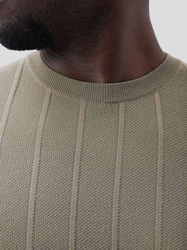GentleKnit Breathable Striped Short Sleeve Knitted T-Shirt