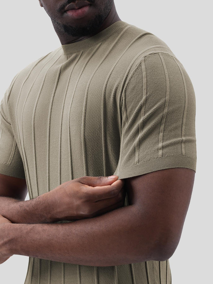 GentleKnit Breathable Striped Short Sleeve Knitted T-Shirt
