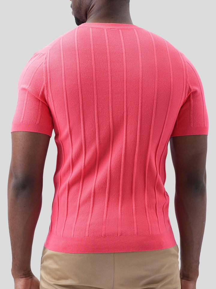 GentleKnit Breathable Striped Short Sleeve Knitted T-Shirt