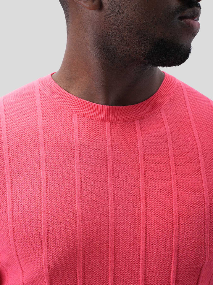 GentleKnit Breathable Striped Short Sleeve Knitted T-Shirt