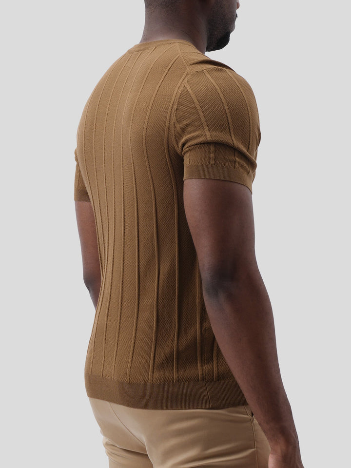 GentleKnit Breathable Striped Short Sleeve Knitted T-Shirt