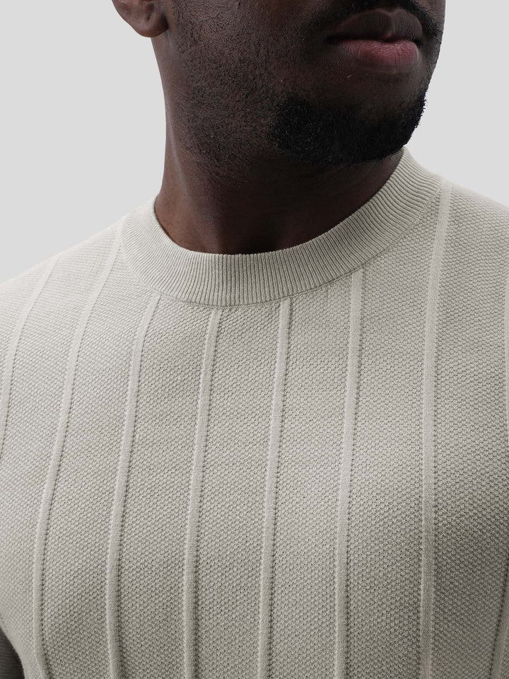 GentleKnit Breathable Striped Short Sleeve Knitted T-Shirt
