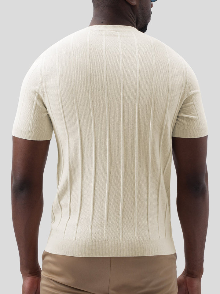 GentleKnit Breathable Striped Short Sleeve Knitted T-Shirt