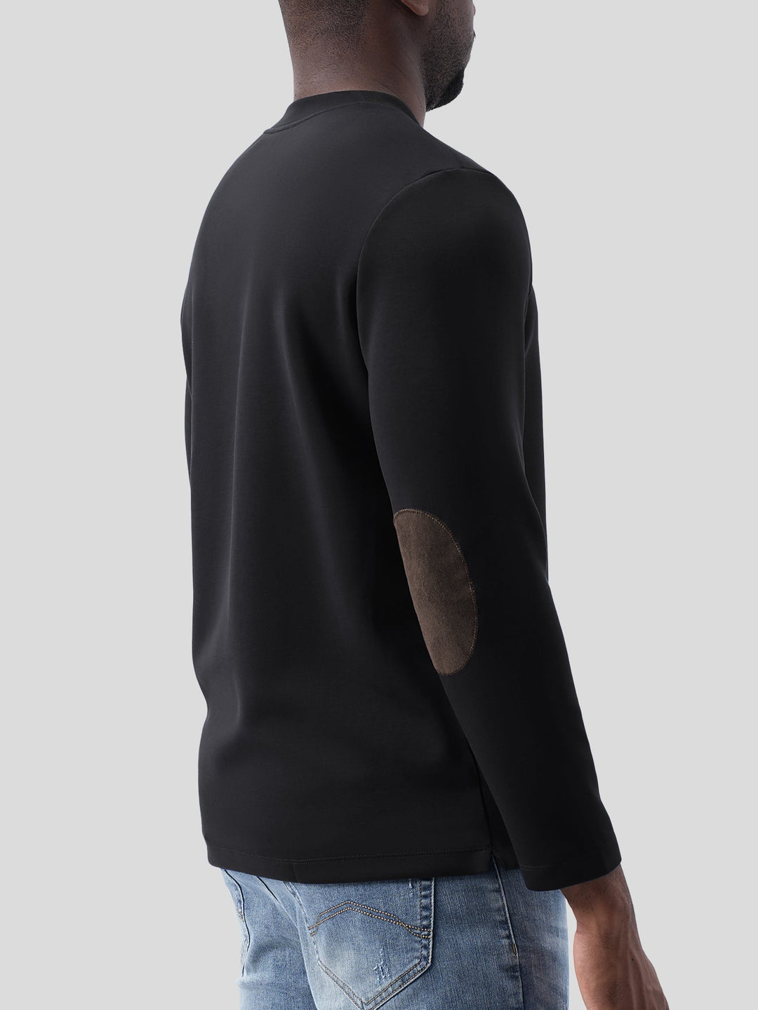Modal Blend Elbow Patch Long Sleeve Tee:Classic Fit