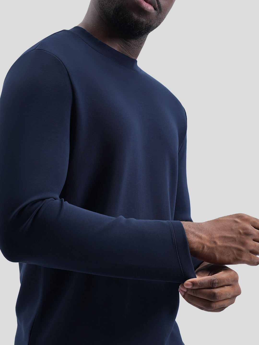 Modal Blend Elbow Patch Long Sleeve Tee:Classic Fit