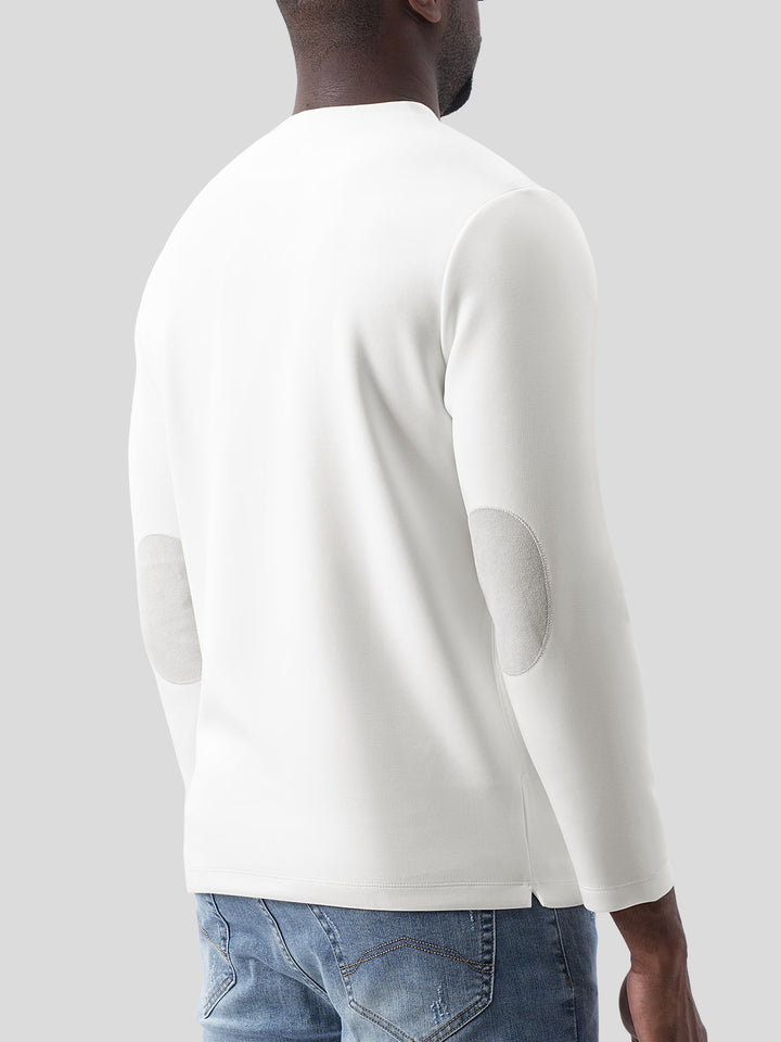 Modal Blend Elbow Patch Long Sleeve Tee:Classic Fit
