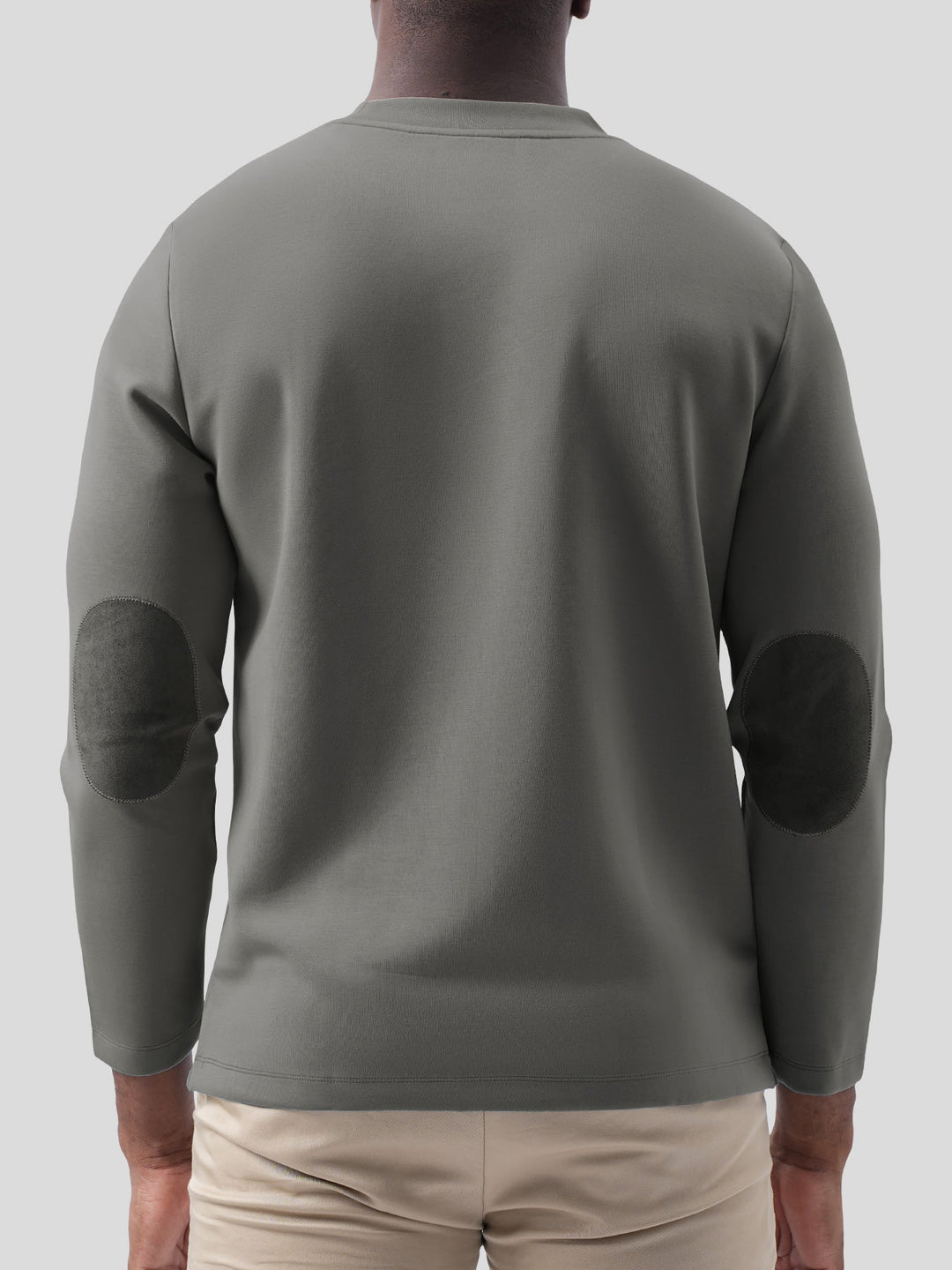 Modal Blend Elbow Patch Long Sleeve Tee:Classic Fit