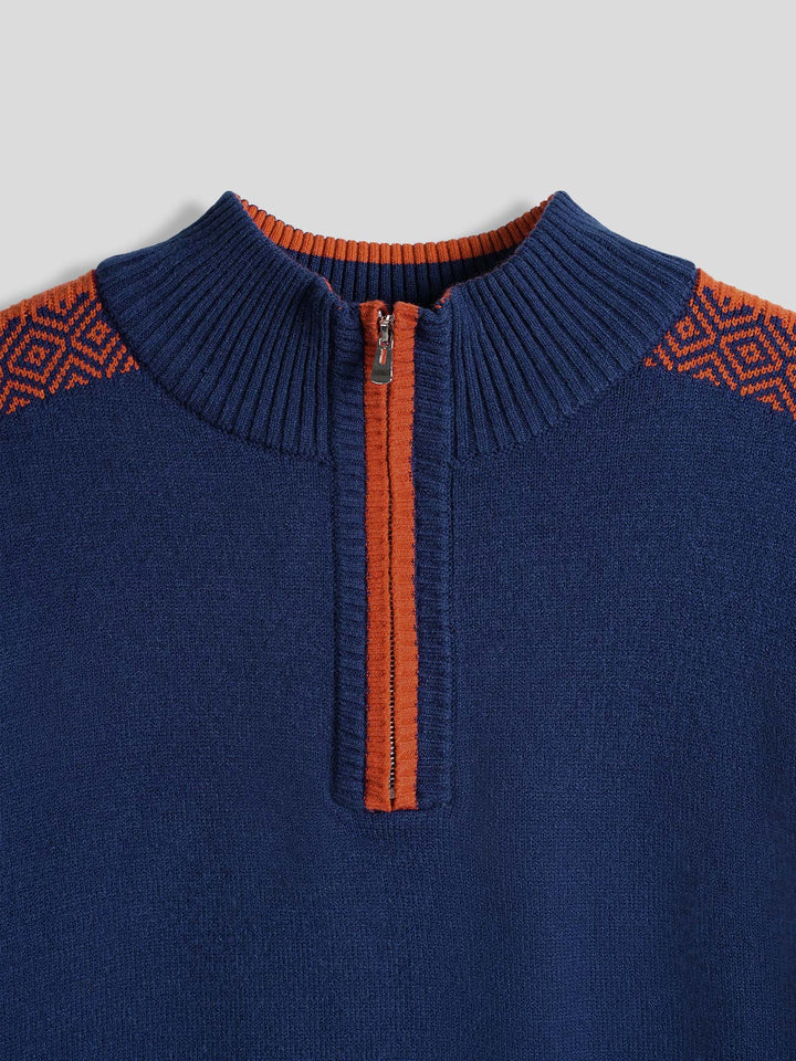 GentleKnit Half-Zip Contrast Color Sweater
