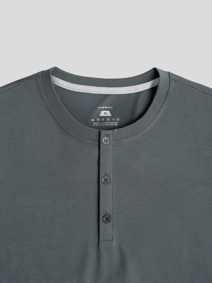 StaySmooth Long Sleeve Henley Drop-Cut Tee