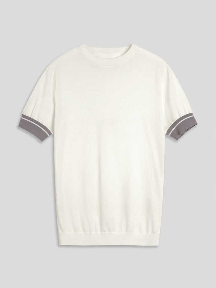 CoolKnit Color Blocked Cuffs Short Sleeve Knitted T-Shirt