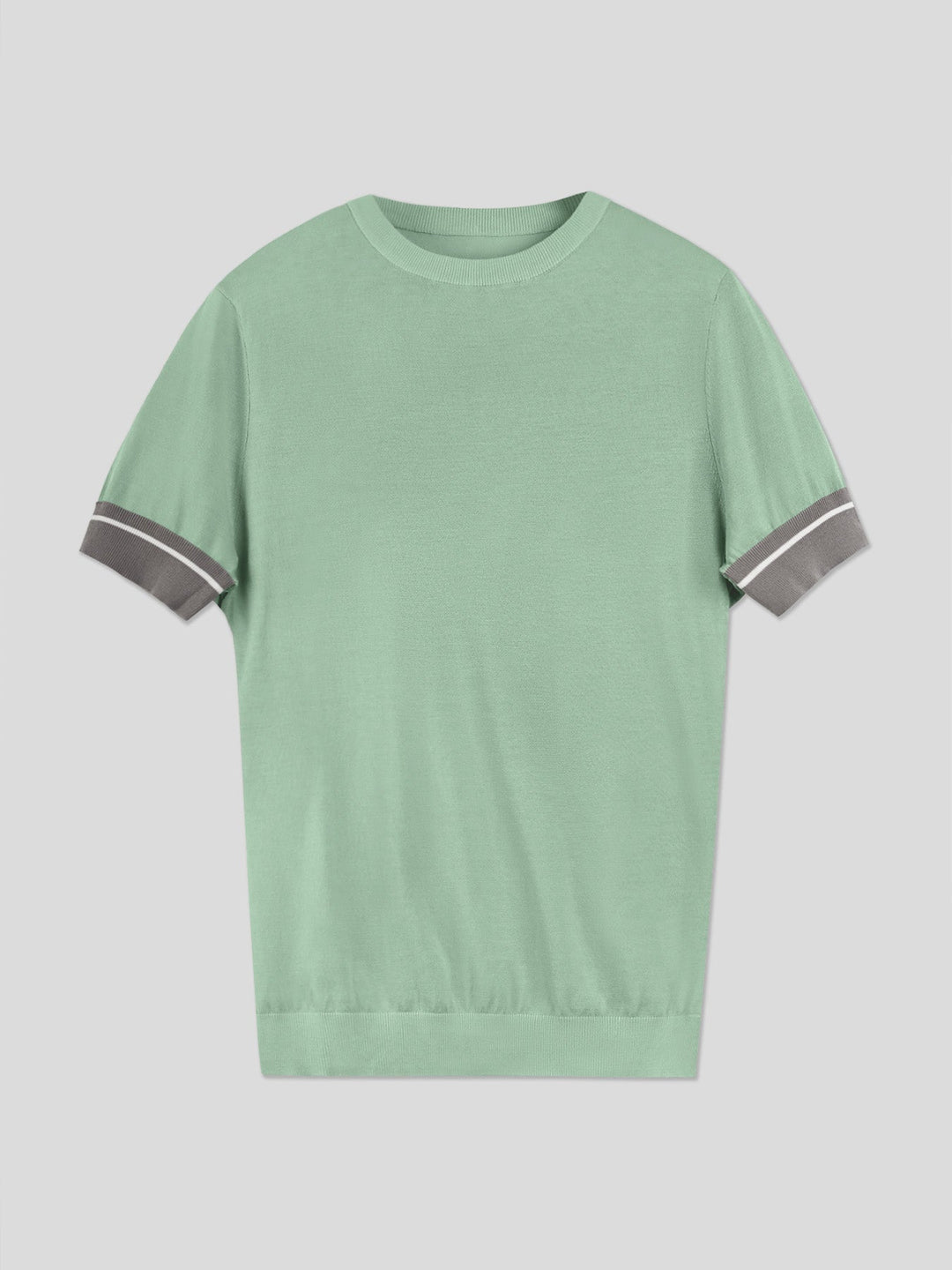 CoolKnit Color Blocked Cuffs Short Sleeve Knitted T-Shirt